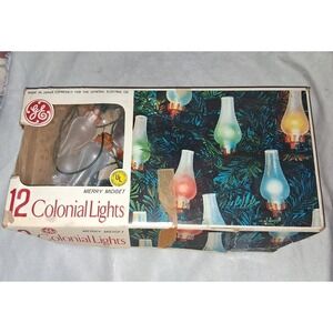 Vintage GE 12 Colonial Lights Merry Midget Christmas Light Set Japan Tested Work